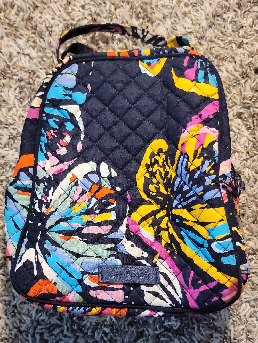 Vera Bradley Quilted Lunch Bag with Multicolor Butterfly Print